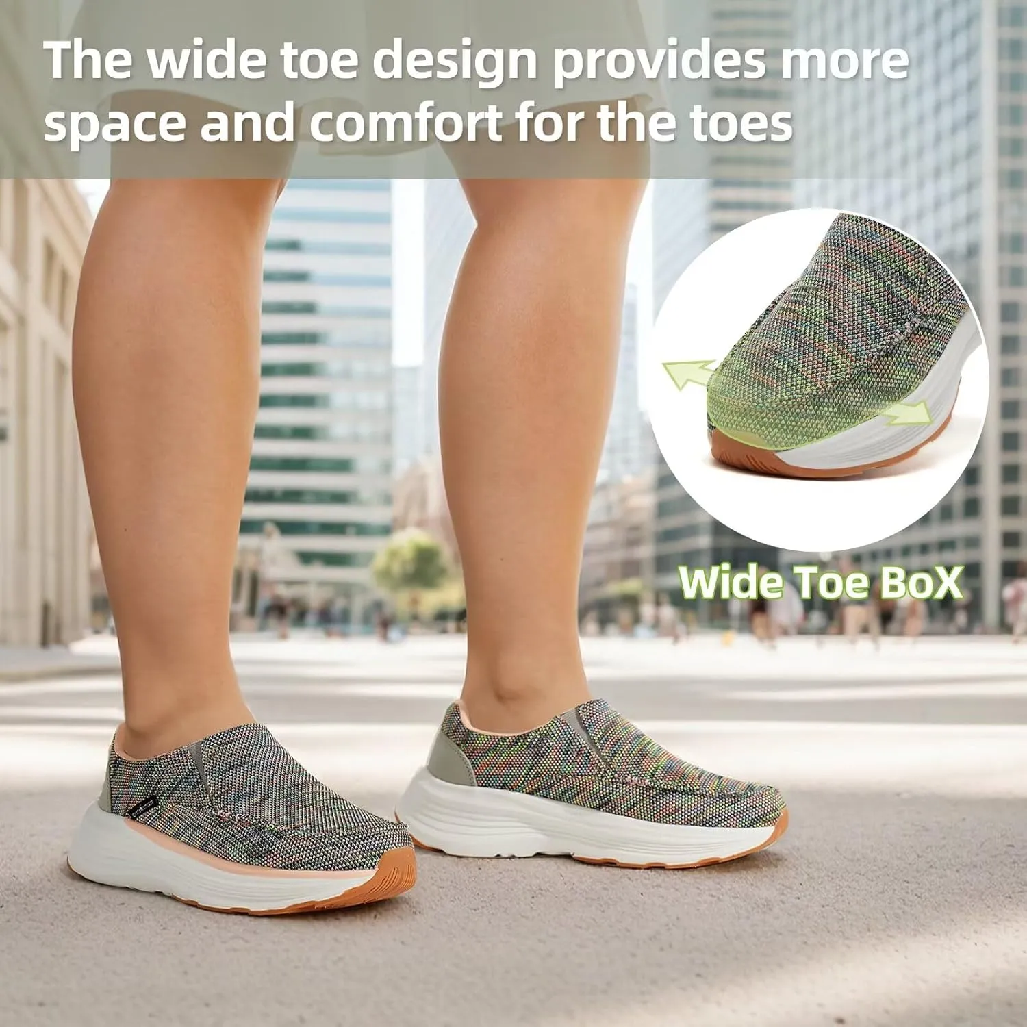 OrthoComfoot Women's Orthopedic Comfortable Walking Shoes, Casual Arch Support Slip-On Shoes for Plantar Fasciitis, Breathable Orthotic Loafers for Foot and Heel Pain Relief