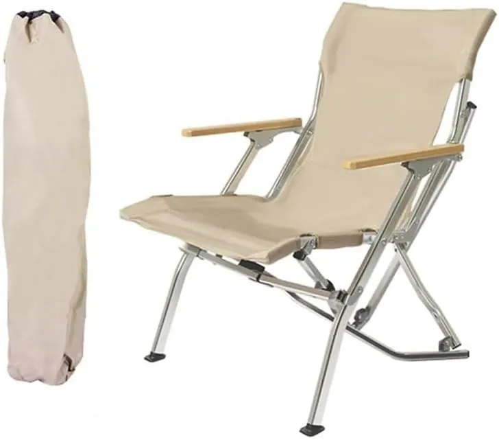 Outdoor Folding Chair Aluminium Portable Recliner Camping Leisure Armchair Real Leisure Fishing Beach Chair Outdoor Recliner (Color : 4th Gear adjustable-01) (Large02)