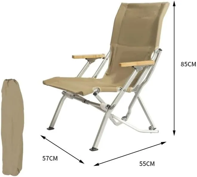 Outdoor Folding Chair Aluminium Portable Recliner Camping Leisure Armchair Real Leisure Fishing Beach Chair Outdoor Recliner (Color : 4th Gear adjustable-01) (Large02)
