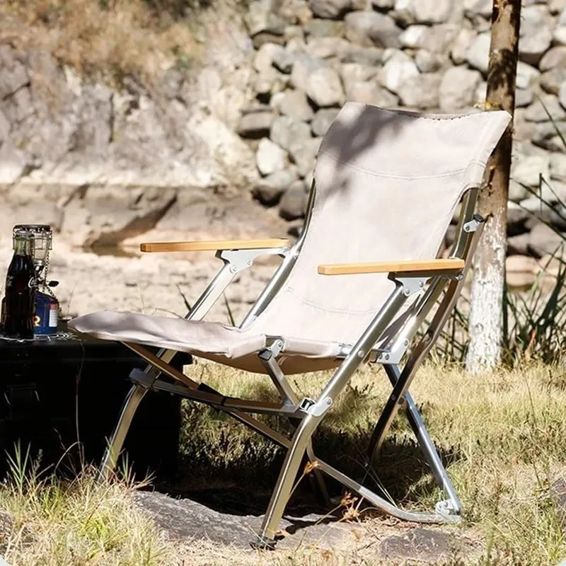 Outdoor Folding Chair Aluminium Portable Recliner Camping Leisure Armchair Real Leisure Fishing Beach Chair Outdoor Recliner (Color : 4th Gear adjustable-01) (Large02)
