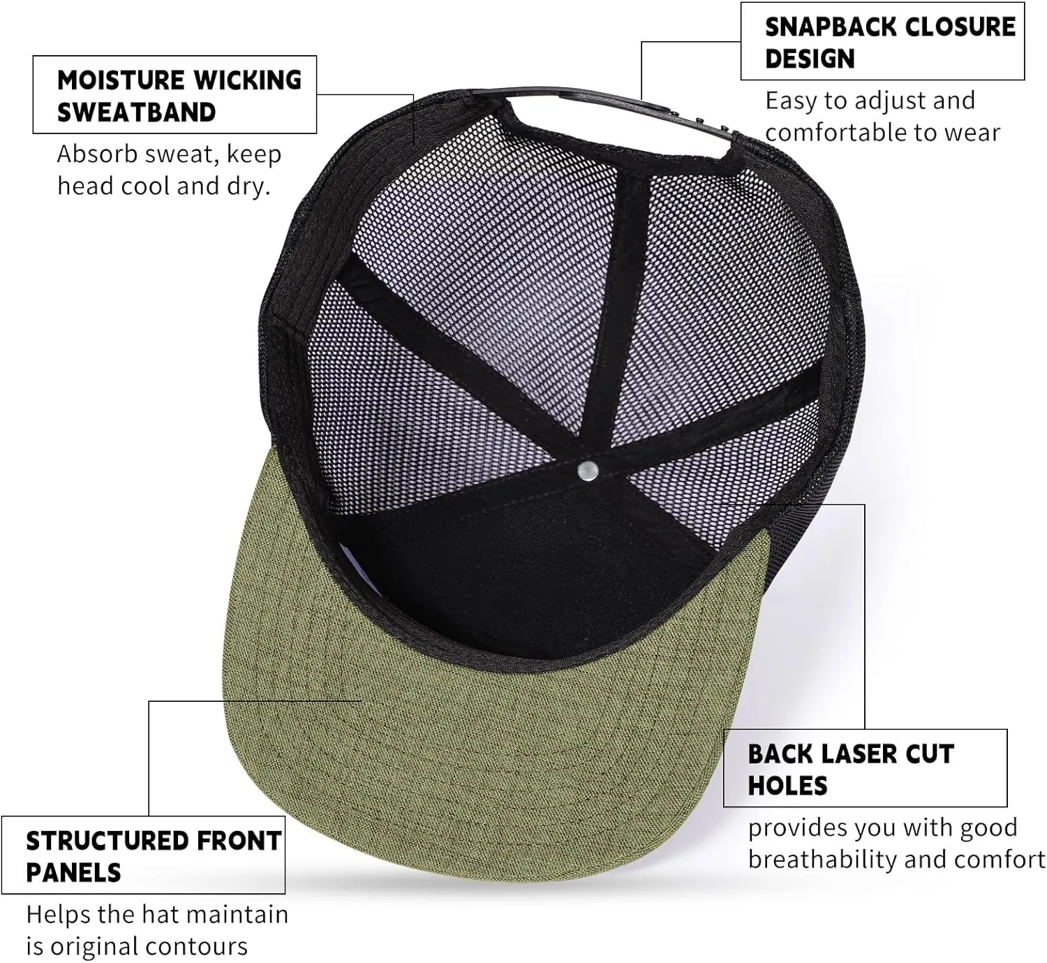 Oversize XXL Blank Flatbill Mesh Snapback Cap for Big Head 23.6"-25.6" Extra Large 6 Panel Camper Style Hat Baseball Cap