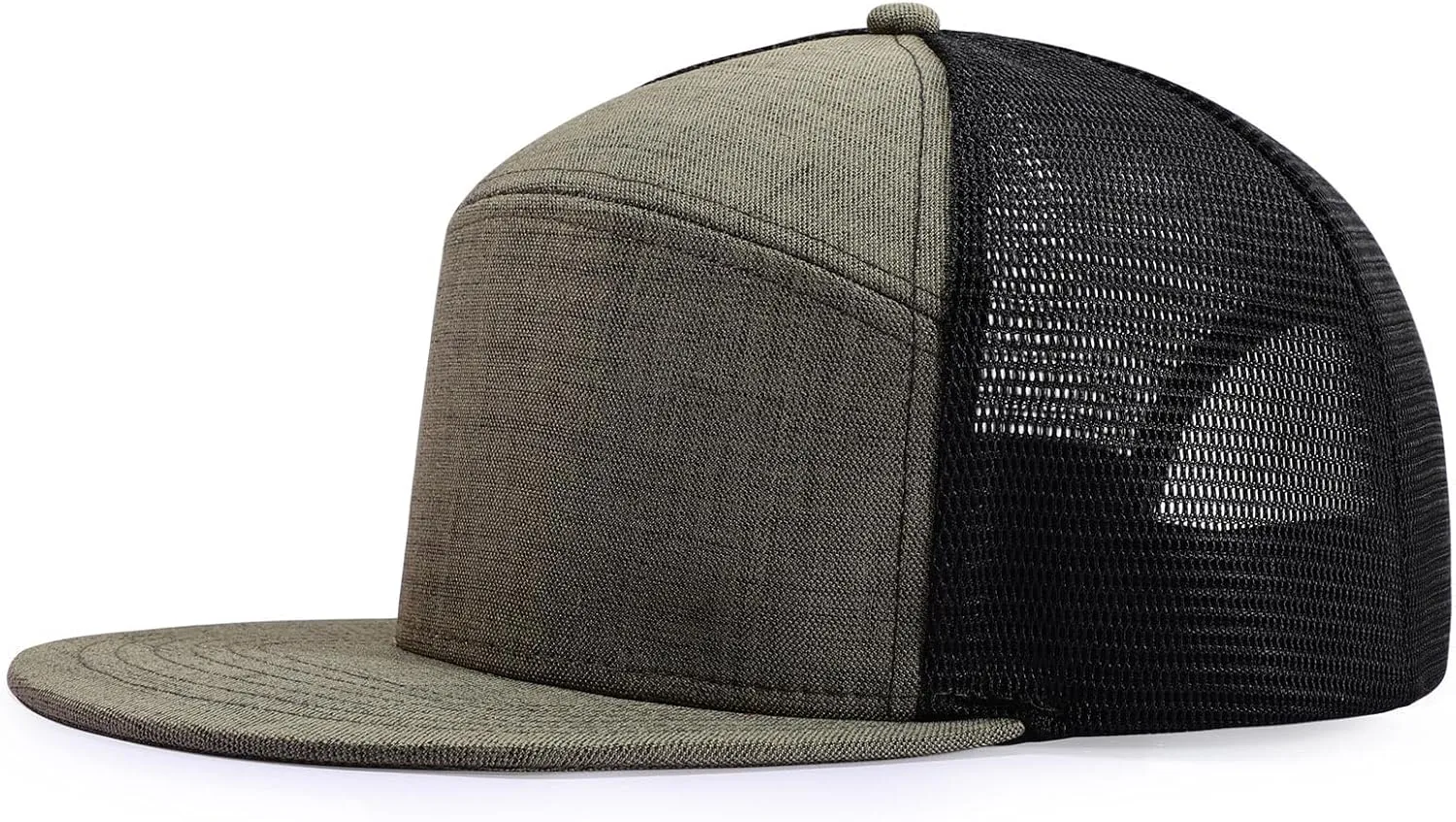 Oversize XXL Blank Flatbill Mesh Snapback Cap for Big Head 23.6"-25.6" Extra Large 6 Panel Camper Style Hat Baseball Cap