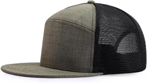 Oversize XXL Blank Flatbill Mesh Snapback Cap for Big Head 23.6"-25.6" Extra Large 6 Panel Camper Style Hat Baseball Cap