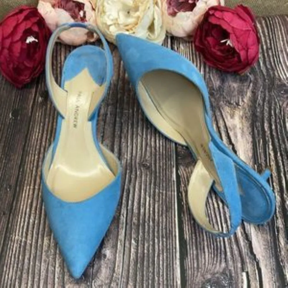 Paul Anderson Blue Suede Slingback Pumps 39M