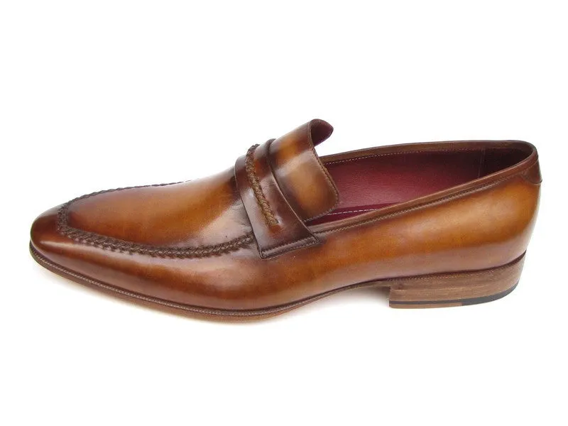 Paul Parkman Men's Handmade Leather Loafers in Brown