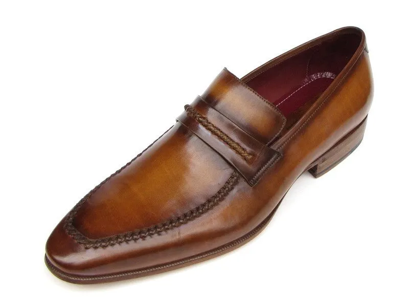 Paul Parkman Men's Handmade Leather Loafers in Brown