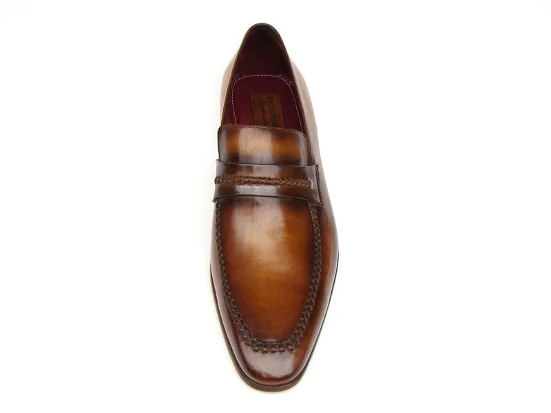 Paul Parkman Men's Handmade Leather Loafers in Brown