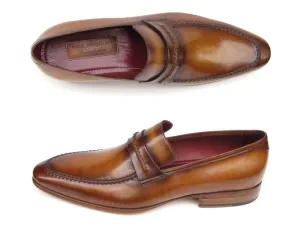 Paul Parkman Men's Handmade Leather Loafers in Brown