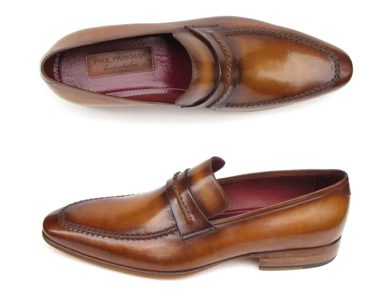 Paul Parkman Men's Handmade Leather Loafers in Brown