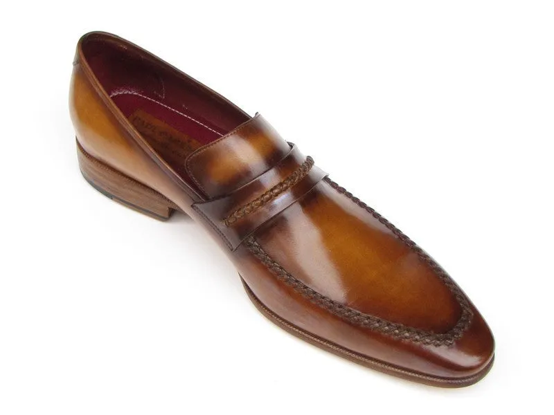 Paul Parkman Men's Handmade Leather Loafers in Brown