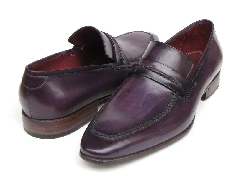 Paul Parkman Men's Handmade Leather Loafers in Purple