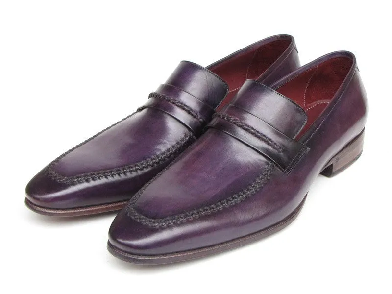 Paul Parkman Men's Handmade Leather Loafers in Purple