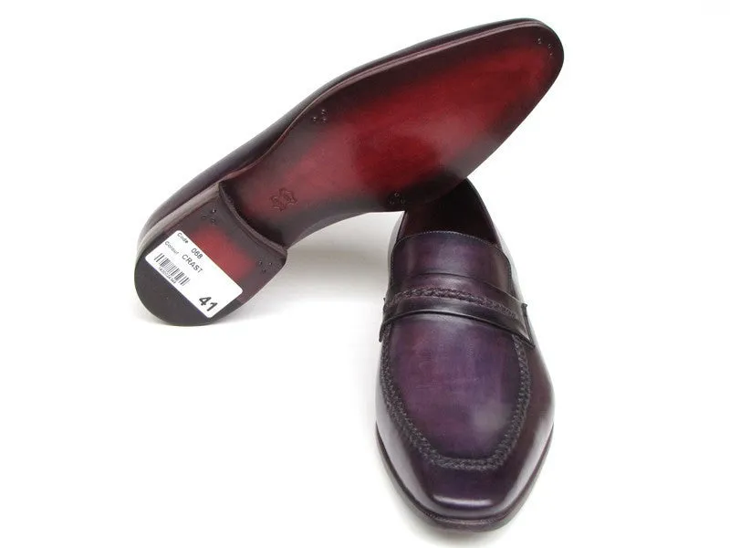 Paul Parkman Men's Handmade Leather Loafers in Purple