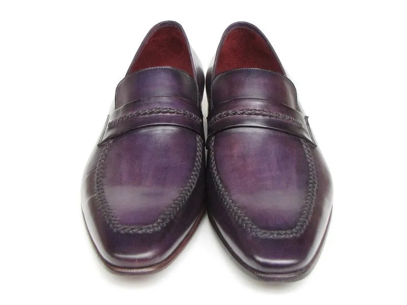 Paul Parkman Men's Handmade Leather Loafers in Purple