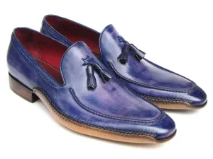 Paul Parkman Men's Side Handsewn Tassel Loafer Blue & Purple