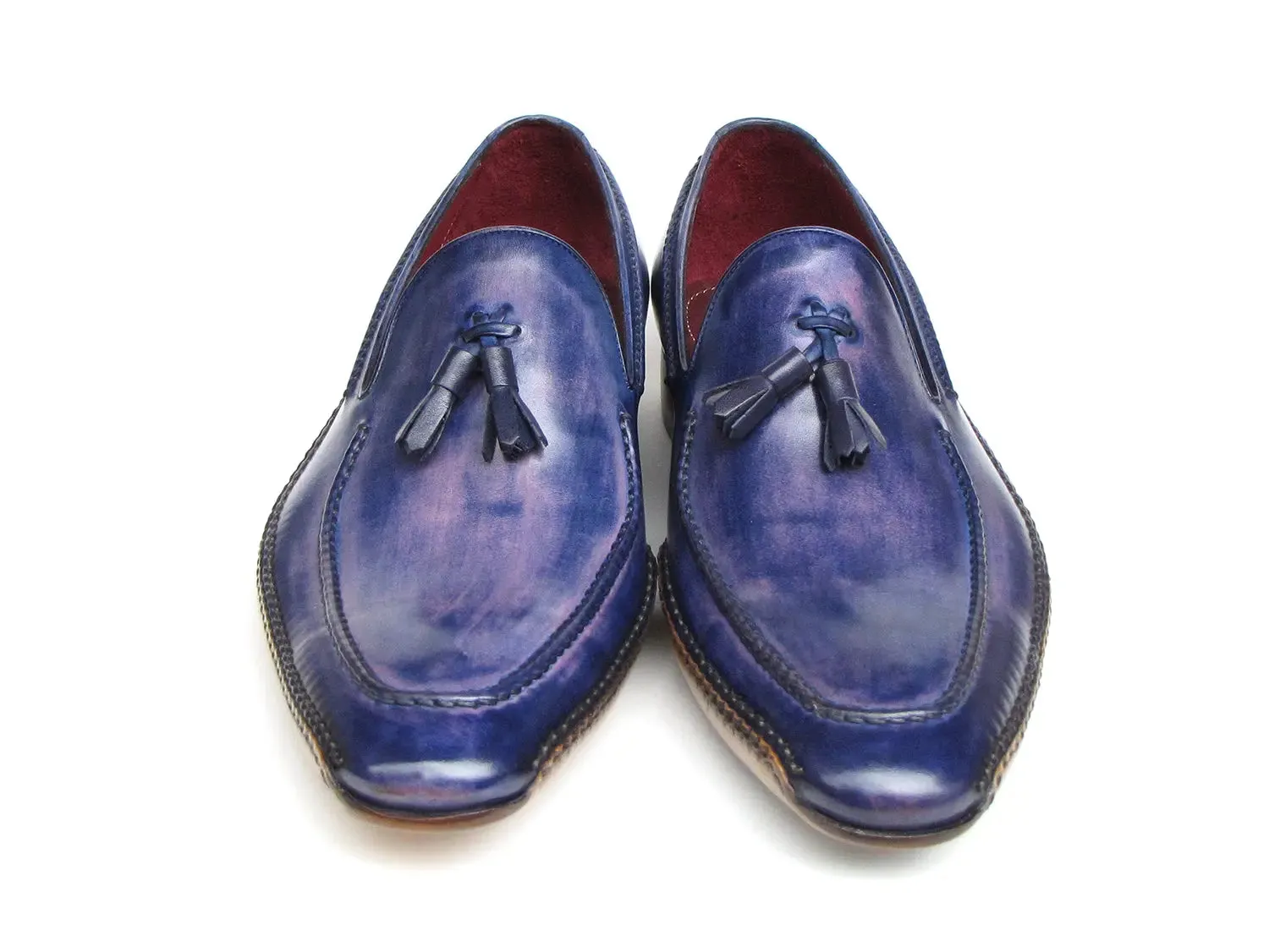 Paul Parkman Men's Side Handsewn Tassel Loafer Blue & Purple