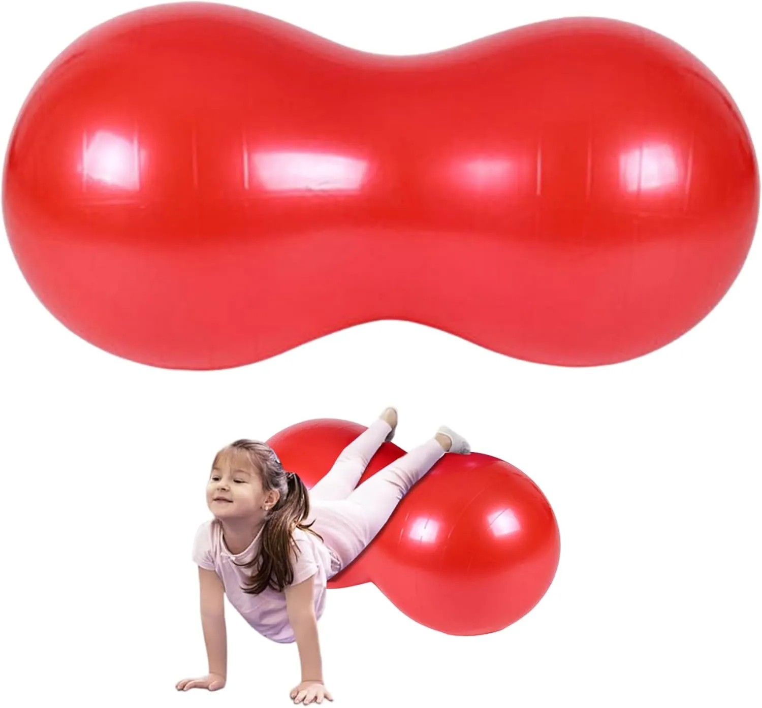 Peanut Ball, 35x18 Inch PVC Inflatable Yoga Ball for Pregnancy with Pump, Anti Burst Safe Fitness Equipment for Home, Gym