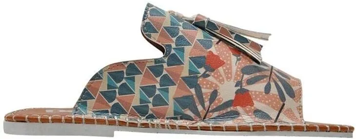 Personalize Your Life Pine - Printed Flat Slide Slippers - Tassel Detail - Everyday Fashion - Chic, Elegant, and Casual Style - Vegan, Environmentally Friendly and Handmade - Breathable Content