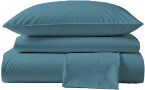 Peru Pima Bed Sheet Set – Twin Size, 3 Pieces, 100% Peruvian Pima Cotton, Percale, 415 Thread Count, Cooling, Breathable & Soft, Hotel-Quality Bedding, Light Denim