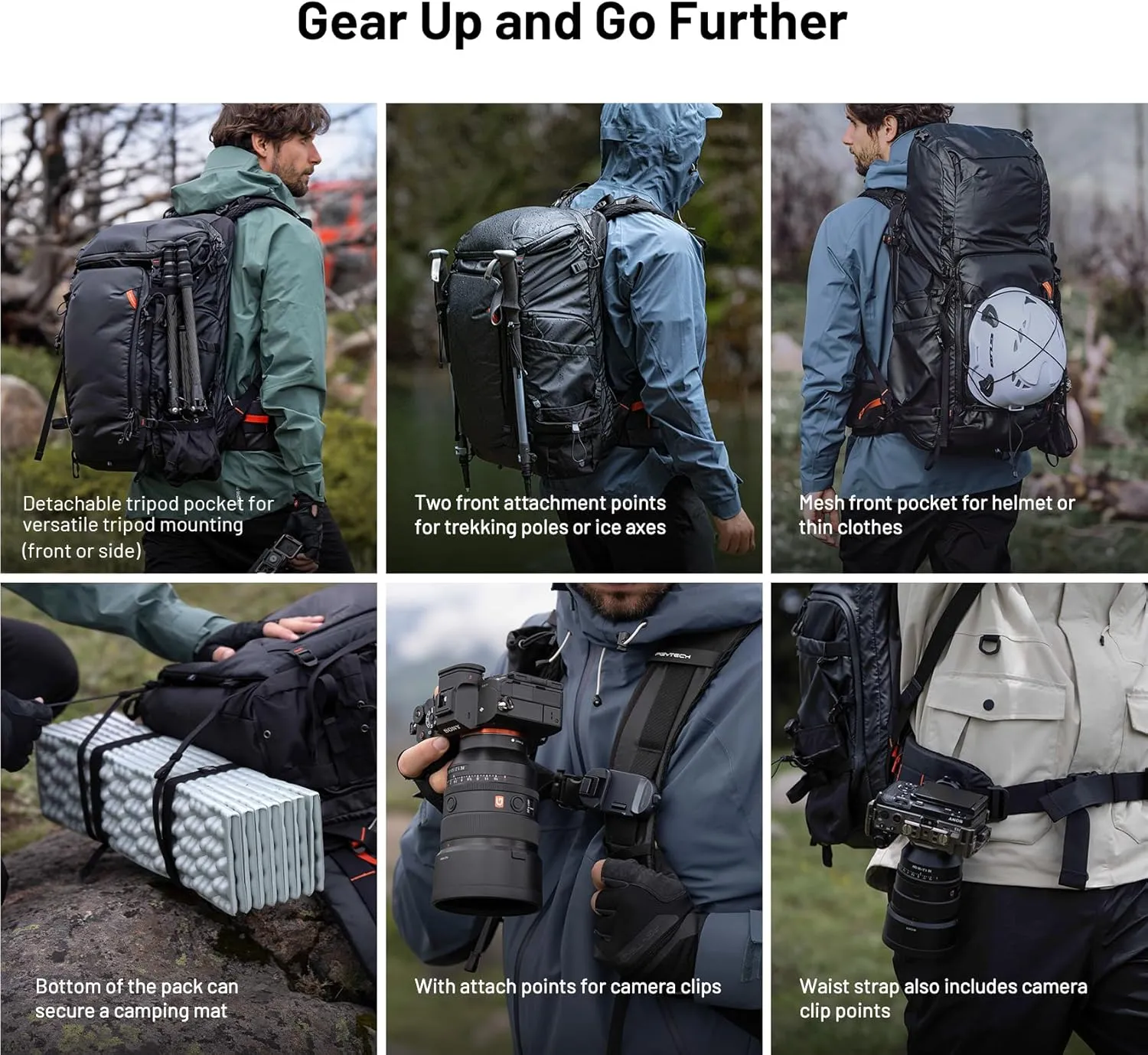 PGYTECH OnePro Flex Backpack 40L Camera Insert Bag M, Fits DSLR/SLR/Mirrorless Cameras/Lenses and Other Gear, Lightweight Outdoor Hiking Bundle for Photography, Travel Bag with Laptop Compartment