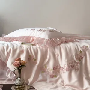 Pink Tencel Ruffle Bedding Set – Luxuriously Soft & Breathable