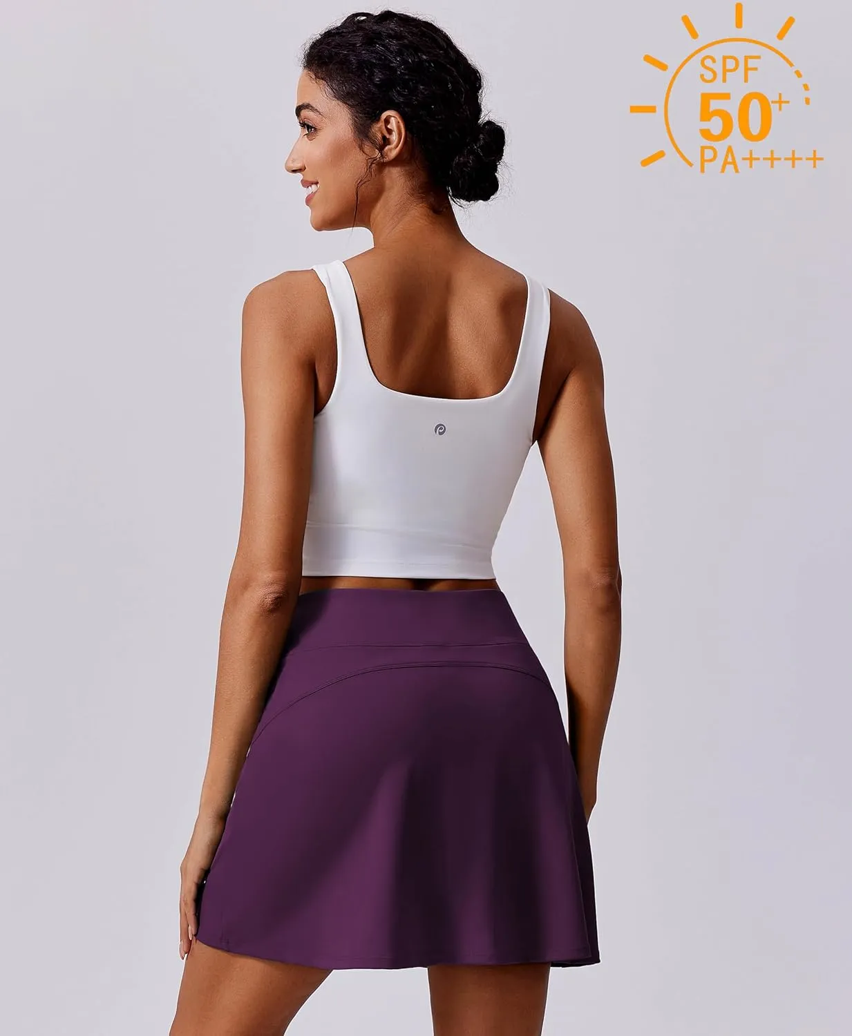 PINSPARK 18" Golf Skorts for Woman High Waisted Tennis Skirt UPF 50  Athletic Skort Skirts with 4 Pockets Workout Pickleball
