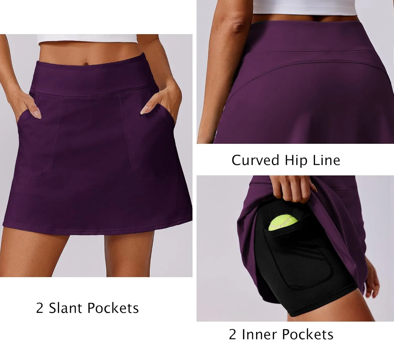 PINSPARK 18" Golf Skorts for Woman High Waisted Tennis Skirt UPF 50  Athletic Skort Skirts with 4 Pockets Workout Pickleball