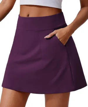 PINSPARK 18" Golf Skorts for Woman High Waisted Tennis Skirt UPF 50  Athletic Skort Skirts with 4 Pockets Workout Pickleball
