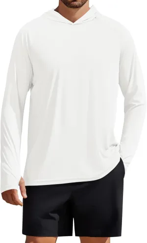 PINSPARK Men's UPF 50  Long Sleeve Rash Guard - Sun Protection Hoodie UV SPF Fishing Shirt for Athletic Running Swim Hiking