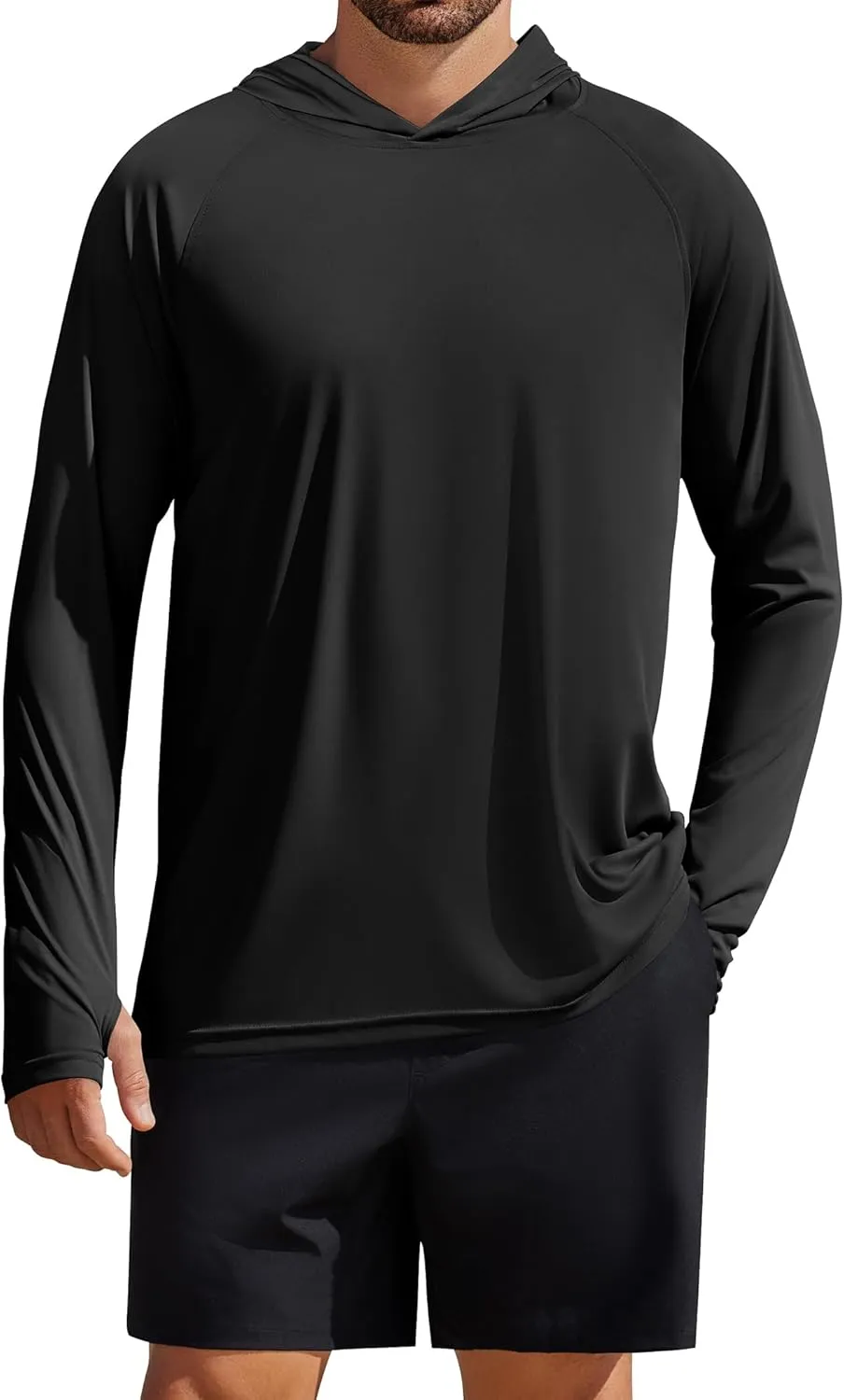 PINSPARK Men's UPF 50  Long Sleeve Rash Guard - Sun Protection Hoodie UV SPF Fishing Shirt for Athletic Running Swim Hiking