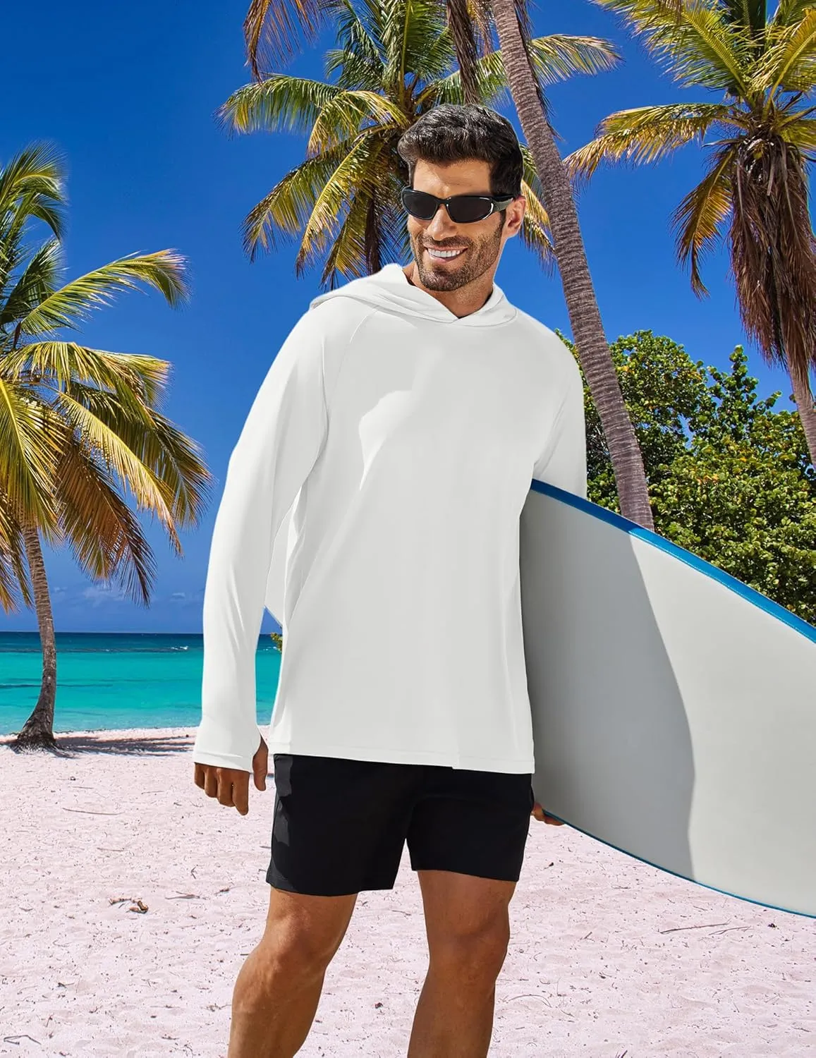 PINSPARK Men's UPF 50  Long Sleeve Rash Guard - Sun Protection Hoodie UV SPF Fishing Shirt for Athletic Running Swim Hiking