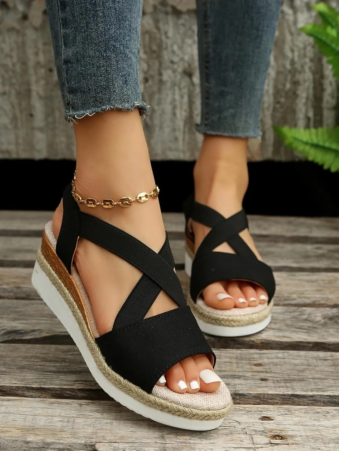 Platform Wedge Sandals for Women Summer Dressy Open Toe Ankle Strap Sandals Casual Strappy Slip on Sandals Beach Boho Sandals