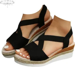 Platform Wedge Sandals for Women Summer Dressy Open Toe Ankle Strap Sandals Casual Strappy Slip on Sandals Beach Boho Sandals