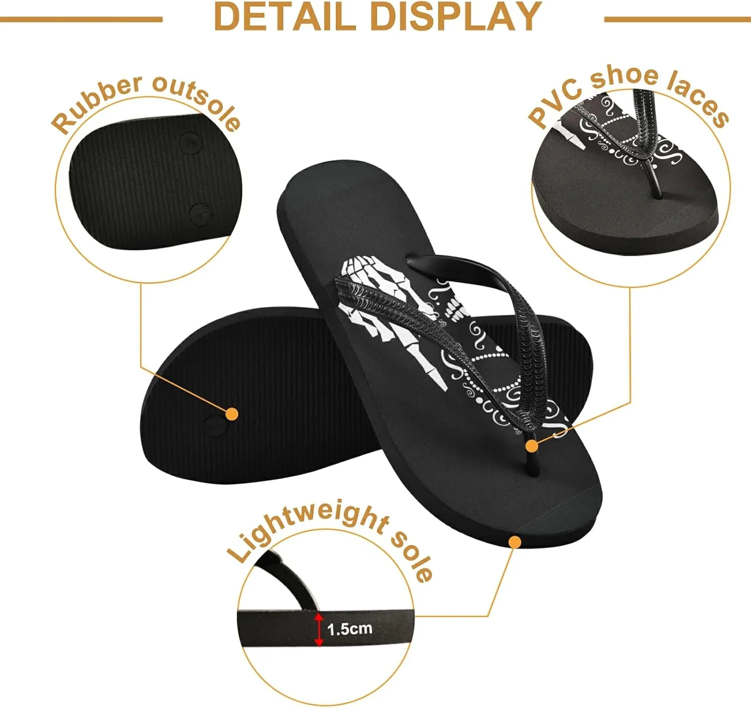 Poeticcity Flip Sandal Men Women Flip Flops for Hotel Spa Home Slippers Bedroom Travel S-XXL