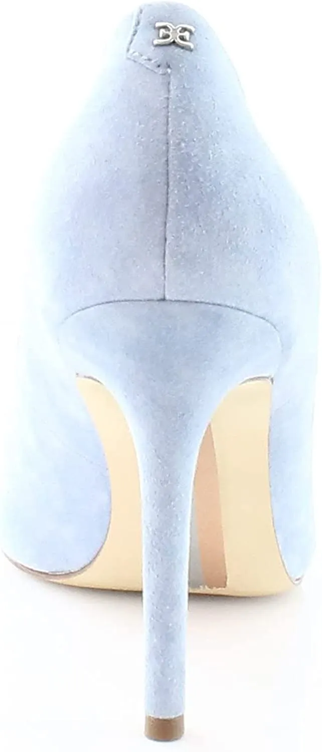 Pointy Stiletto Toe Suede Edelman Pumps Heel On Extensive catalog Slip Blue Cerulean Sam Flexible Hazel
