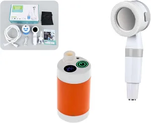 Portable Camping Shower Outdoor Camp Shower Pump, 2025 Upgrade Rechargeable Electric Shower Pump with Intelligent Digital Display Multiple Spray Modes for Camping/Hiking/Traveling/RV