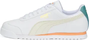 PUMA Men's Roma Sneaker, Basic  Pristine White-Orange Peach, 8