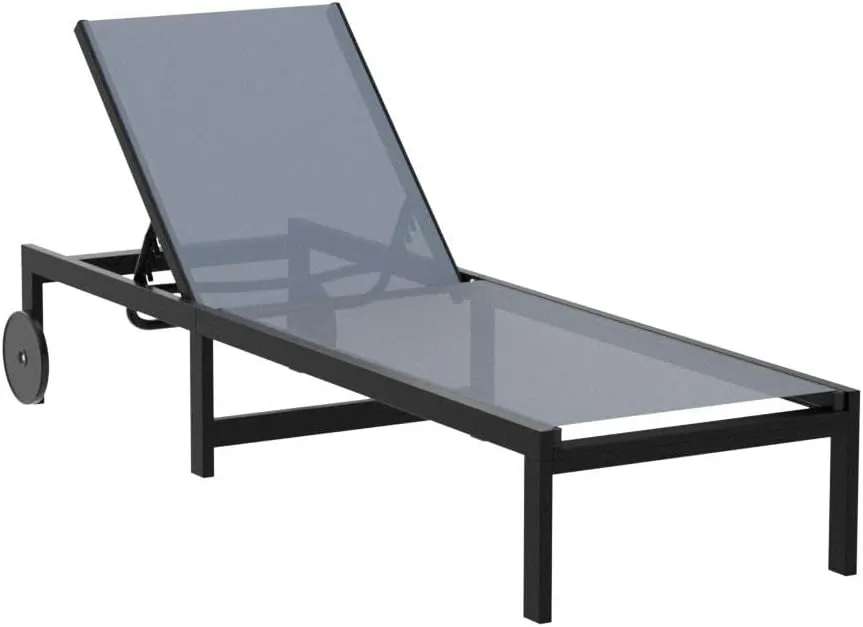 PURPLE LEAF Outdoor Chaise Lounge Chairs Set Recliner Adjustable Chair with Wheels and Table for Poolside Beach Patio Aluminum Reclining Sunbathing Lounger, Grey