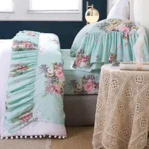 Queen's House 4-Piece French Country Green Bed Sheet Sets Cotton Queen Size-Style K