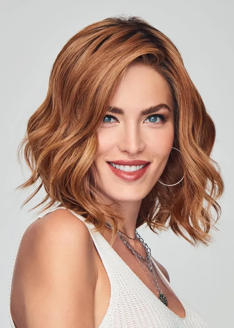 Raquel Welch Simmer Elite Layered Shoulder Length Wig With Lightweight Hand-Tied Base, Average Cap - RL10/22SS SS Iced Cappuccino