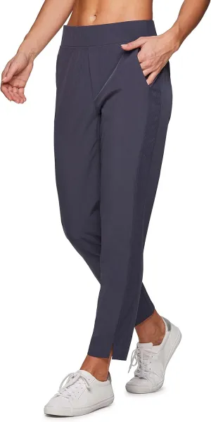 RBX Women's Ankle Pant, Quick Drying Lightweight Stretch Woven Flat-Front Straight Leg Pants
