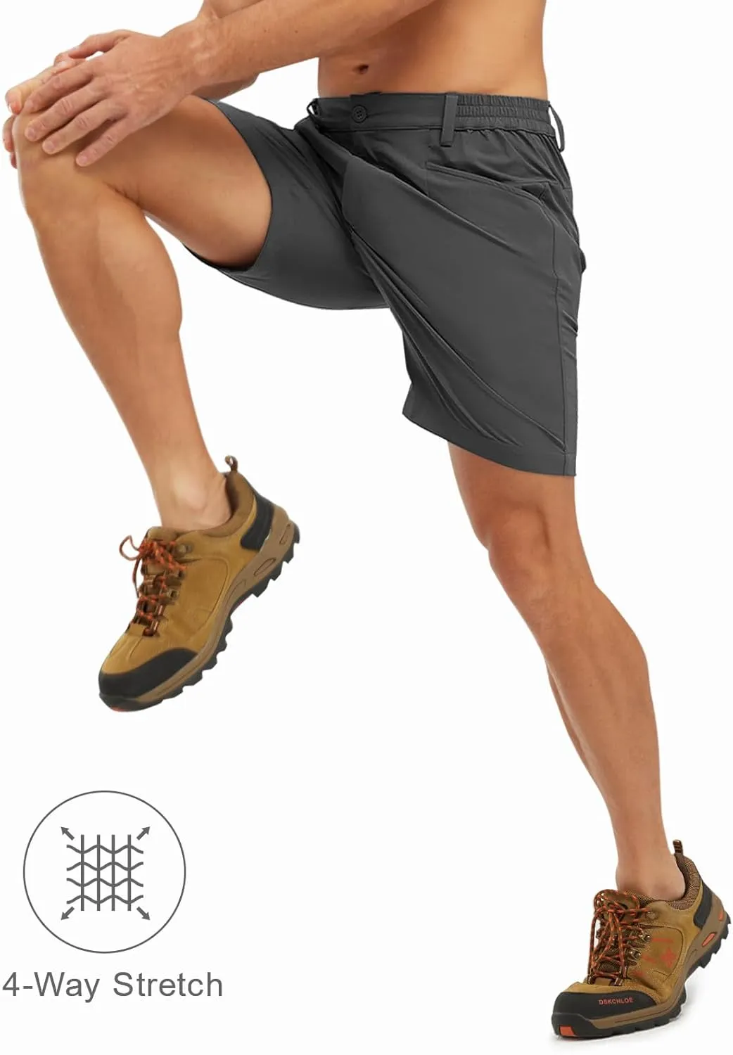 Rdruko Men's Stretch Golf Shorts 7 Inch Inseam Dress Casual Dry Fit Elastic Waist Lightweight Flat Front Work Shorts