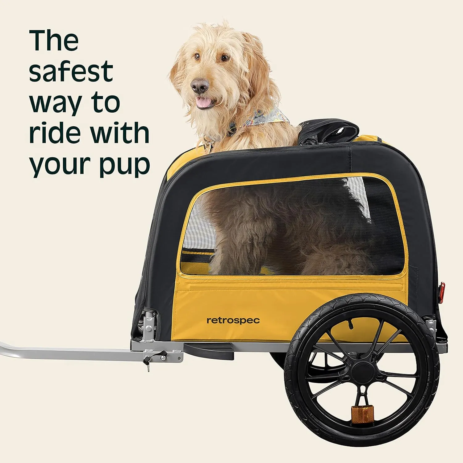 Retrospec Rover Waggin' Pet Bike Trailer - Small & Medium Sized Dogs Bicycle Carrier - Foldable Frame with 16 Inch Wheels - Non-Slip Floor & Internal Leash