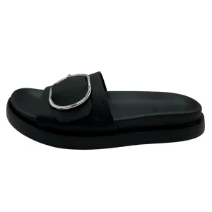 Rieker Black Slip On Sandals with Buckle Detail