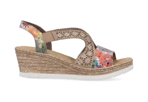 Rieker Ladies Wedge Slip on Sandal 61916-90