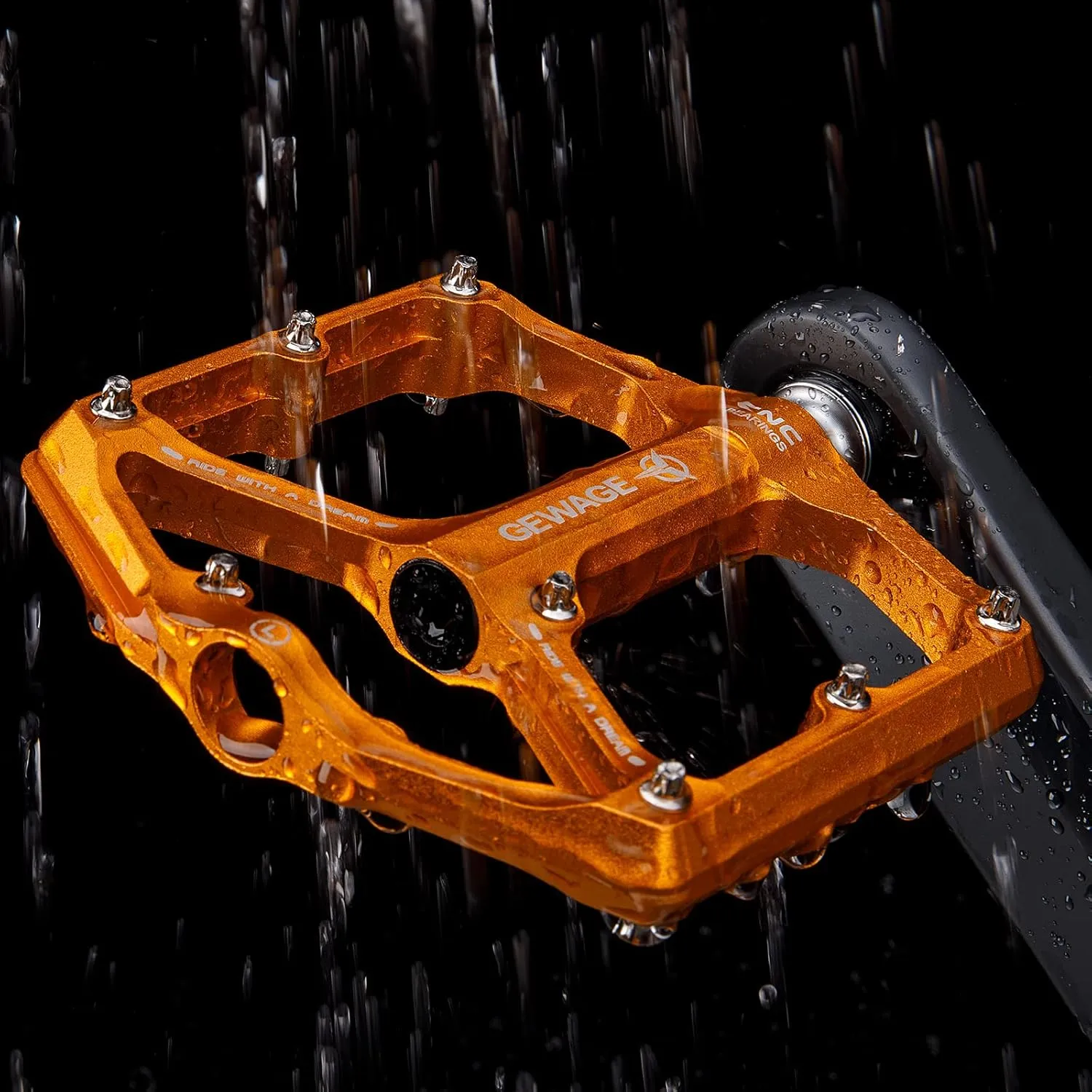 Road/Mountain Bike Pedals - 3 Bearings Bicycle Pedals - 9/16” CNC Machined Flat Pedals with Removable Anti-Skid Nails