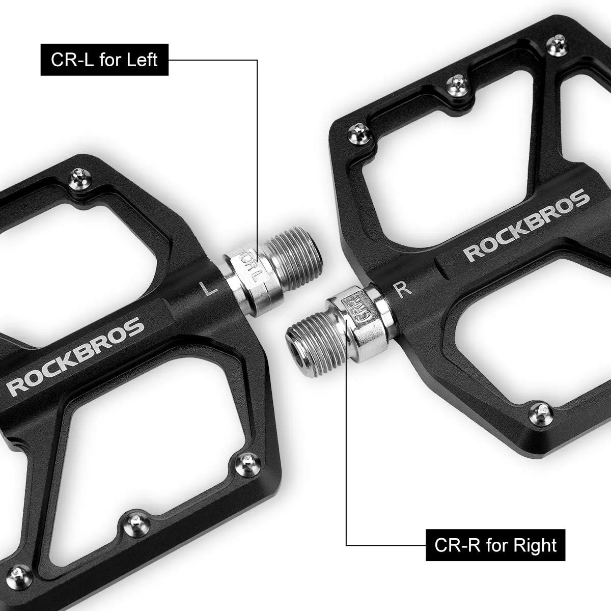 ROCKBROS Mountain Bike Pedals MTB Pedals Bicycle Flat Pedals Aluminum 9/16" Sealed Bearing Lightweight Platform for Road Mountain BMX MTB Bike
