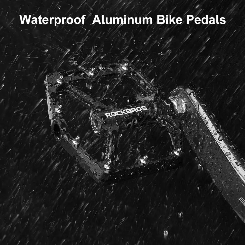ROCKBROS Mountain Bike Pedals MTB Pedals Bicycle Flat Pedals Aluminum 9/16" Sealed Bearing Lightweight Platform for Road Mountain BMX MTB Bike