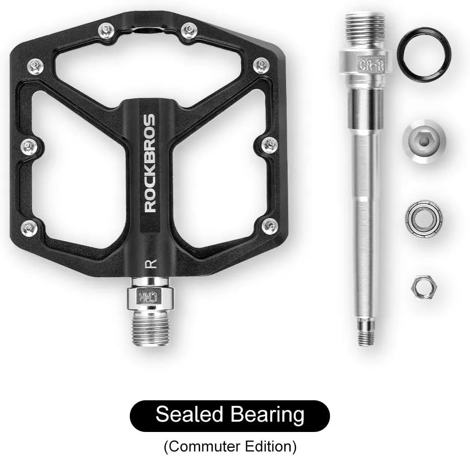 ROCKBROS Mountain Bike Pedals MTB Pedals Bicycle Flat Pedals Aluminum 9/16" Sealed Bearing Lightweight Platform for Road Mountain BMX MTB Bike