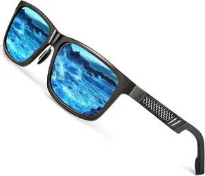 ROCKNIGHT HD Driving Sunglasses Men Polarized UV Protection Al-Mg Metal Frame Lightweight Flat Lens Hiking Fishing
